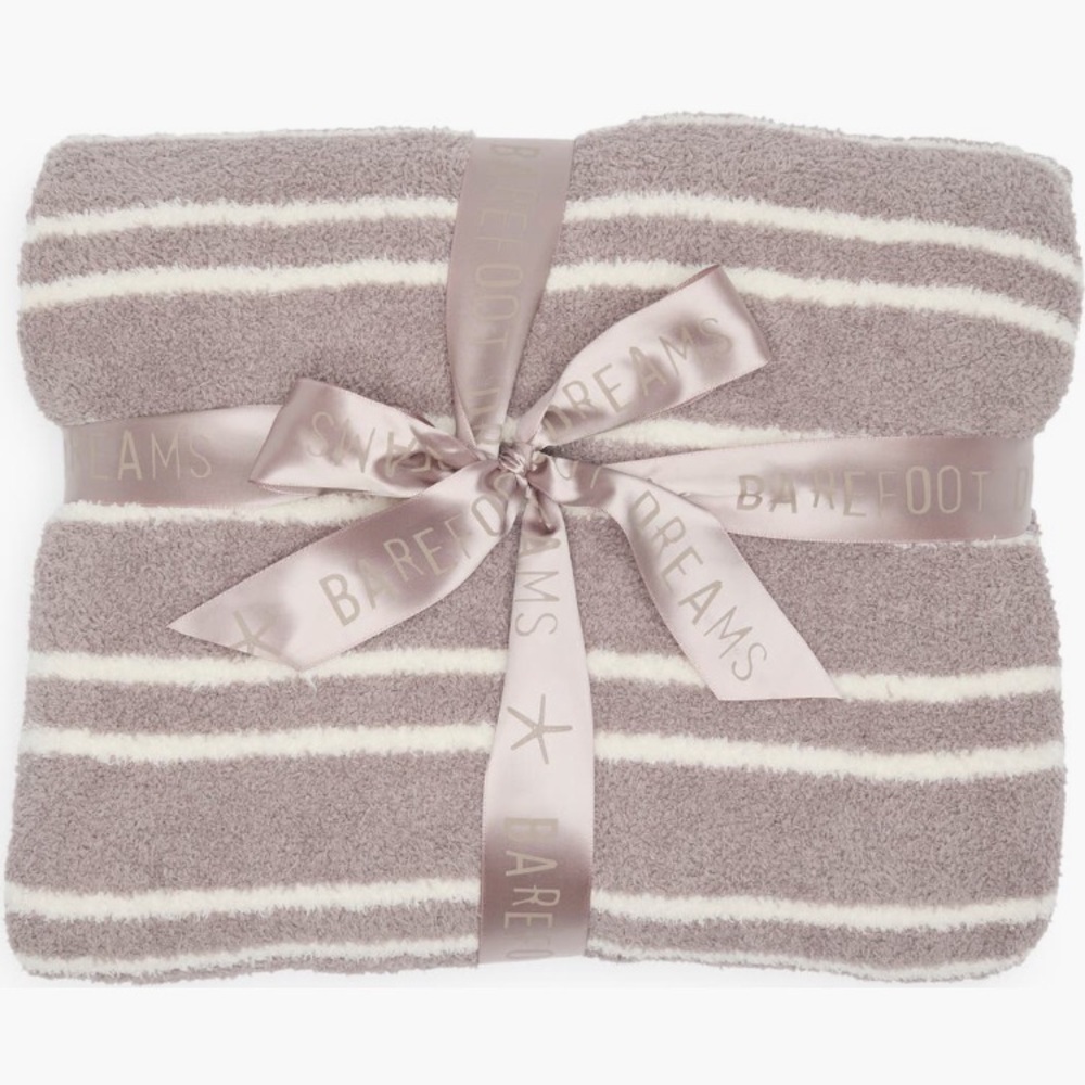 NWT Barefoot Dreams Horizontal Double Stripe CozyChic Soft Blanket - Picture 2 of 4